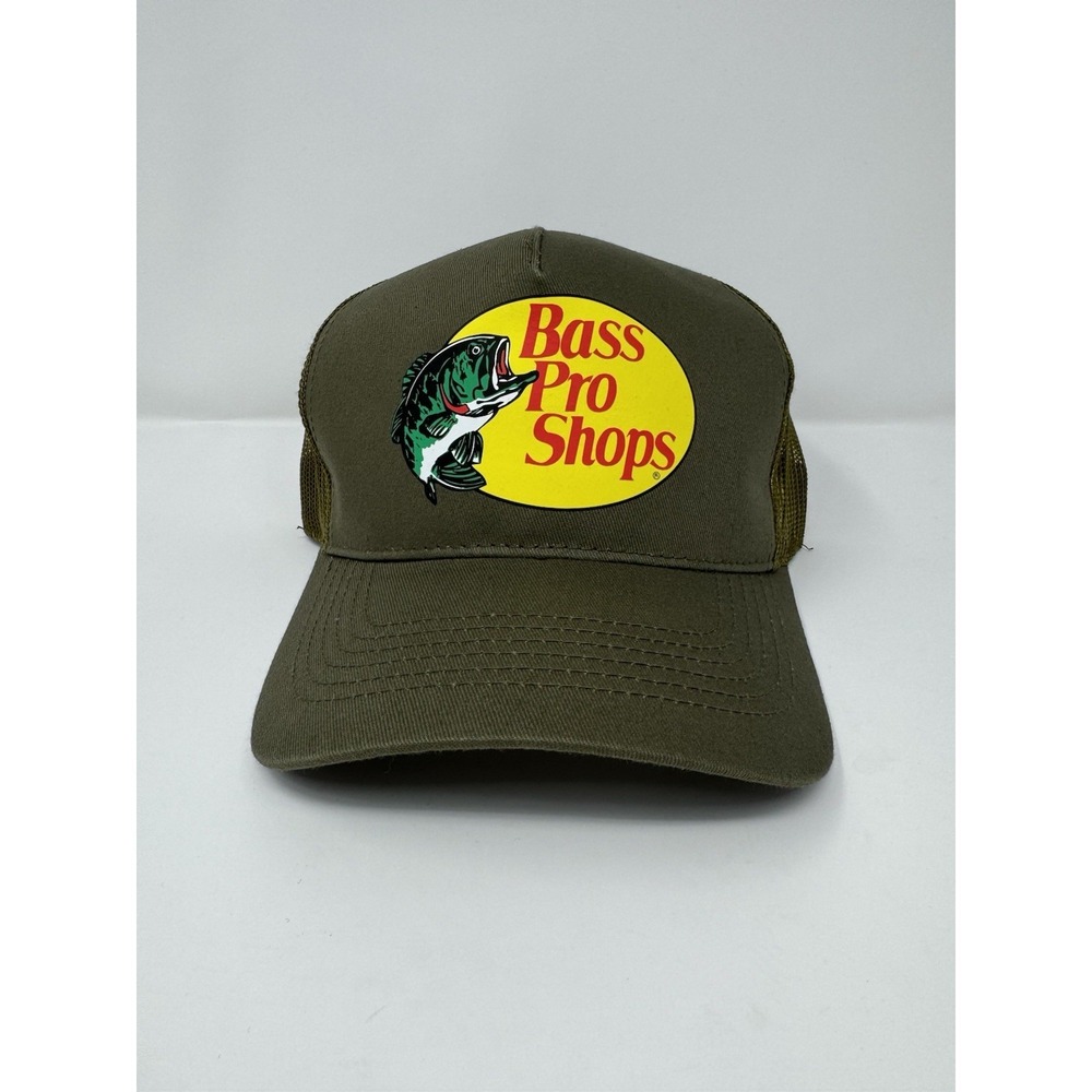 Bass Pro Shops Olive Green Mesh Trucker Hat Cap Snapback